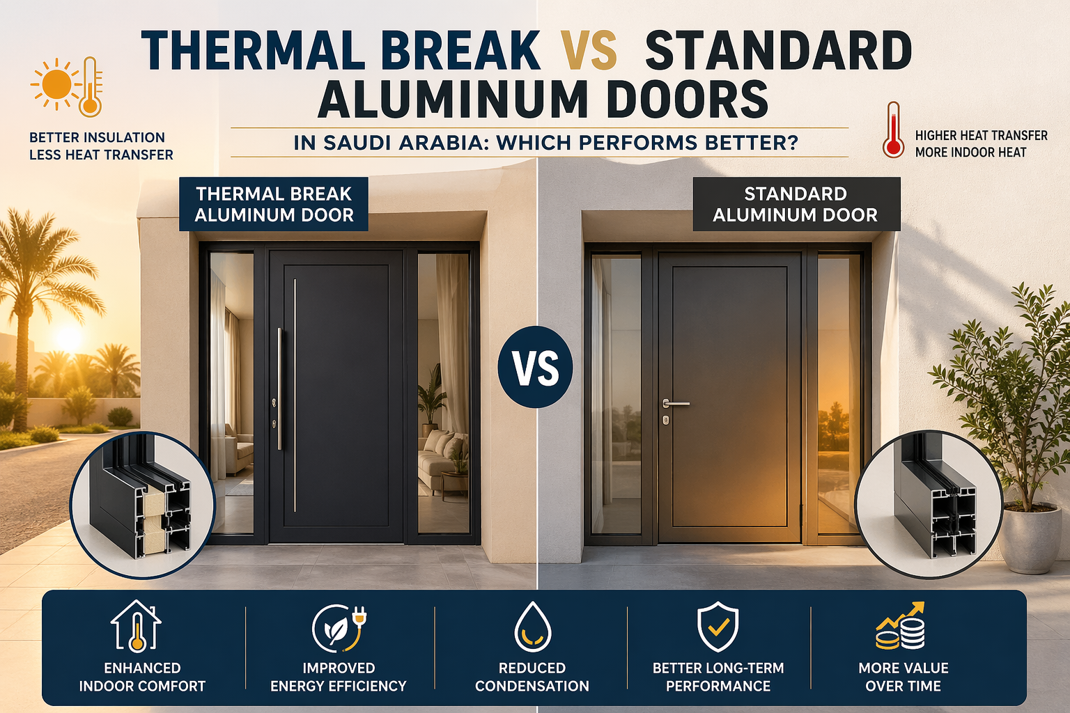 Thermal break door vs aluminum doors