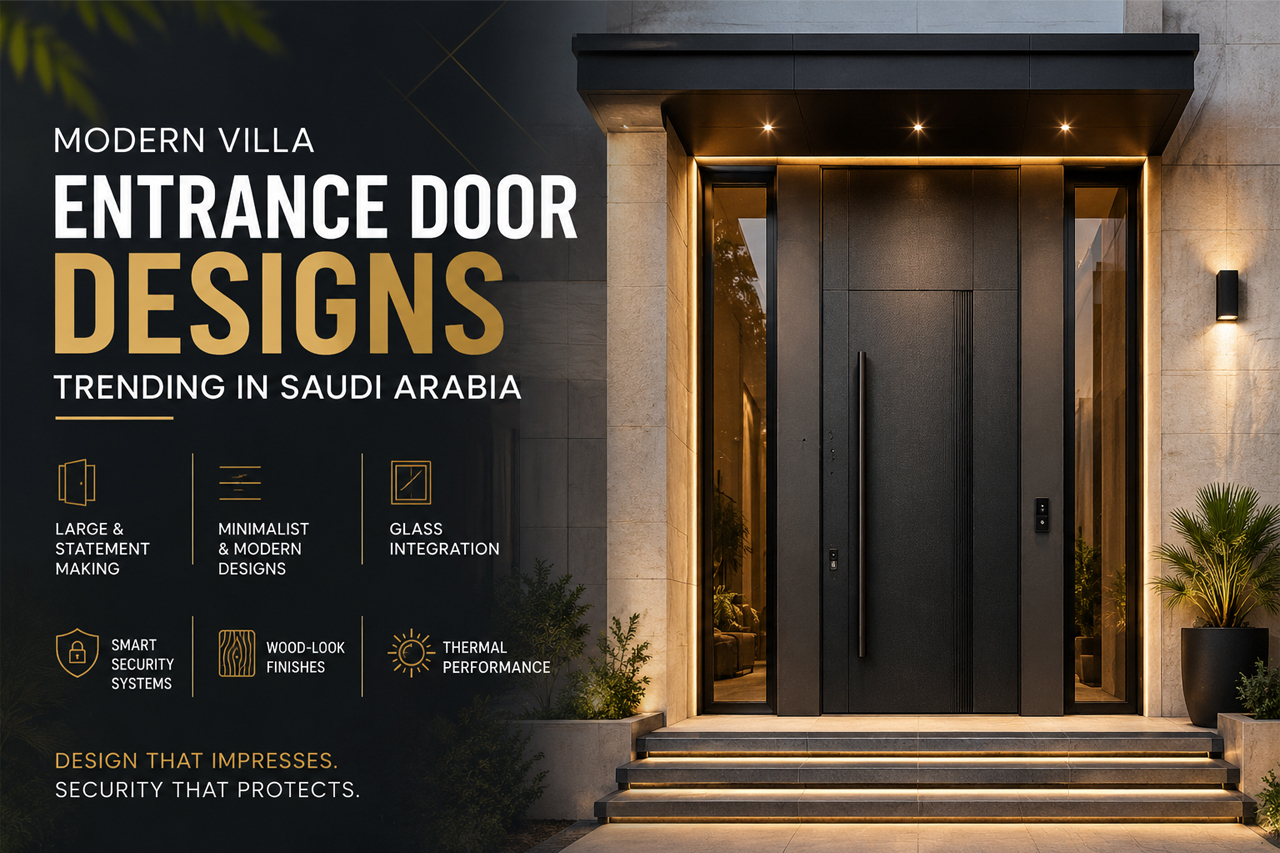 Modern Villa Entrance Door Designs Trending in Saudi Arabia